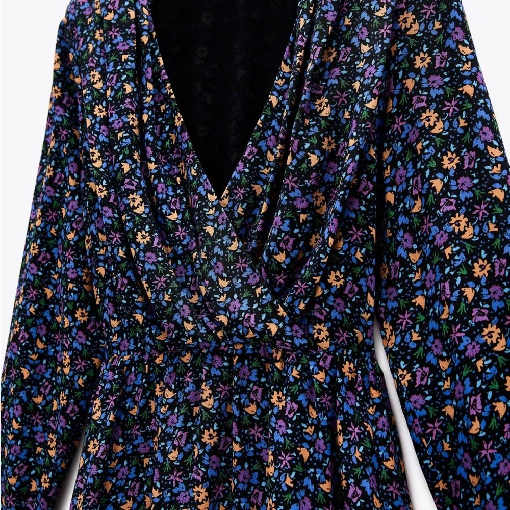 ZARA Shoulder ZARA BLUE FLORAL PRINTED Floral Print - Picture 3 of 15